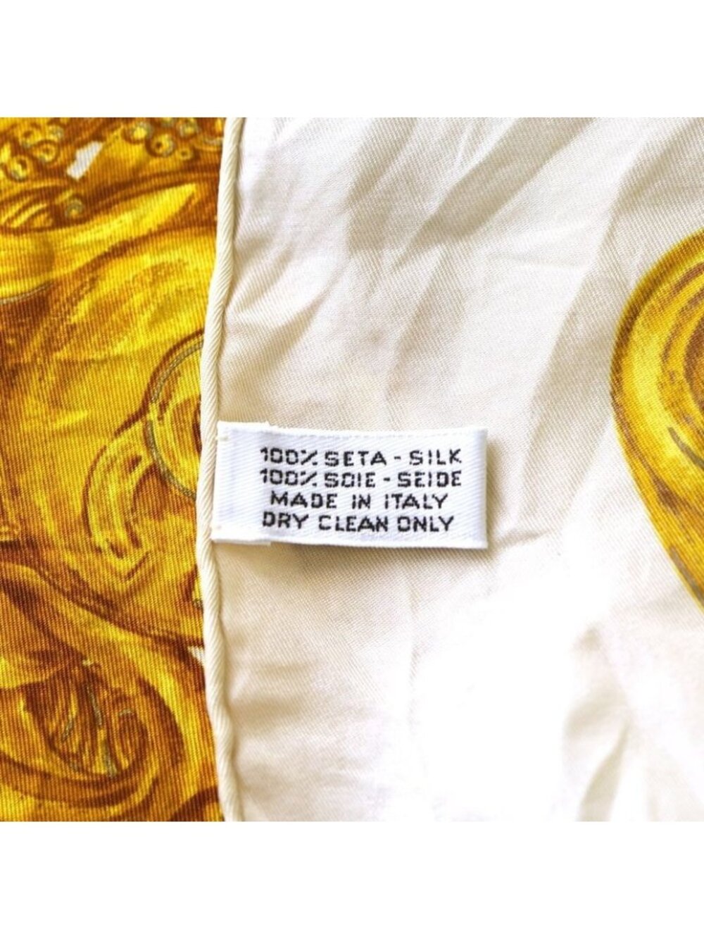 Chanel Coco Mark Chain Motif Scarf Gold Silk - Picture 4 of 6